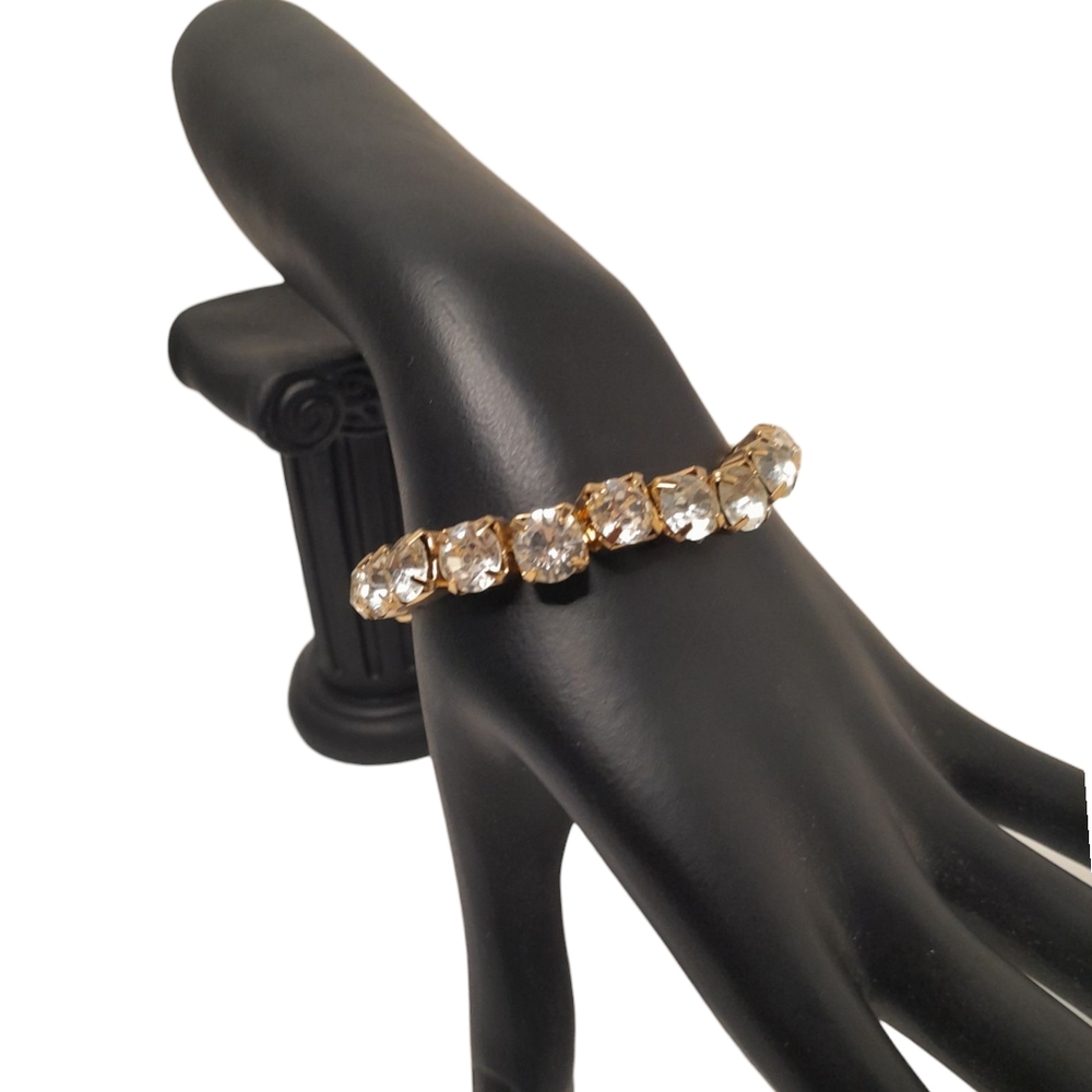 Gold Diamond Rhinstone Women's Stretch Bracelet
